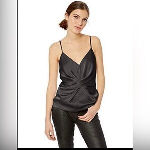 INC Black satiny black dressy top